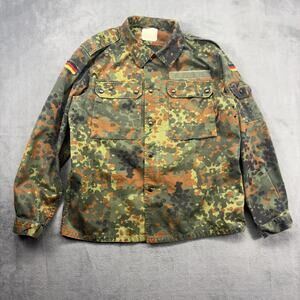 Vintage German Army Field Jacket Men's Large Flecktarn Camo 90s Era Zip Snap